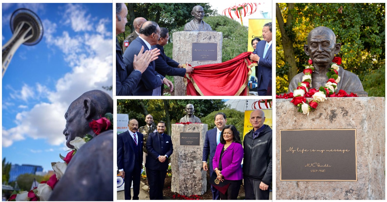 Mahatma Gandhi bust unveiled in Seattle, establishing October 2 as Mahatma Gandhi Day