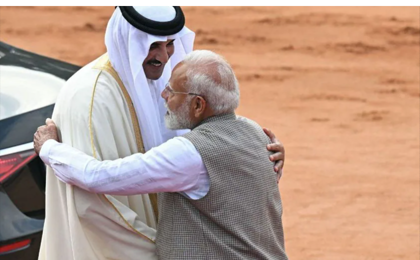 Qatar’s Emir welcomed at Rashtrapati Bhavan