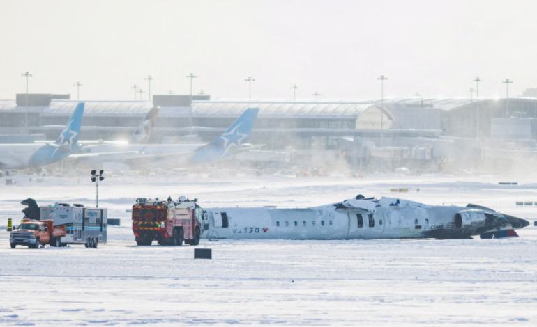 Delta plane flips on landing at Toronto airport, all 80 on board survive