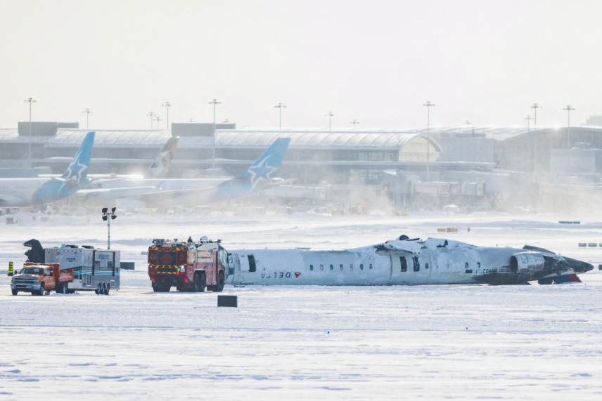Delta plane flips on landing at Toronto airport, all 80 on board survive