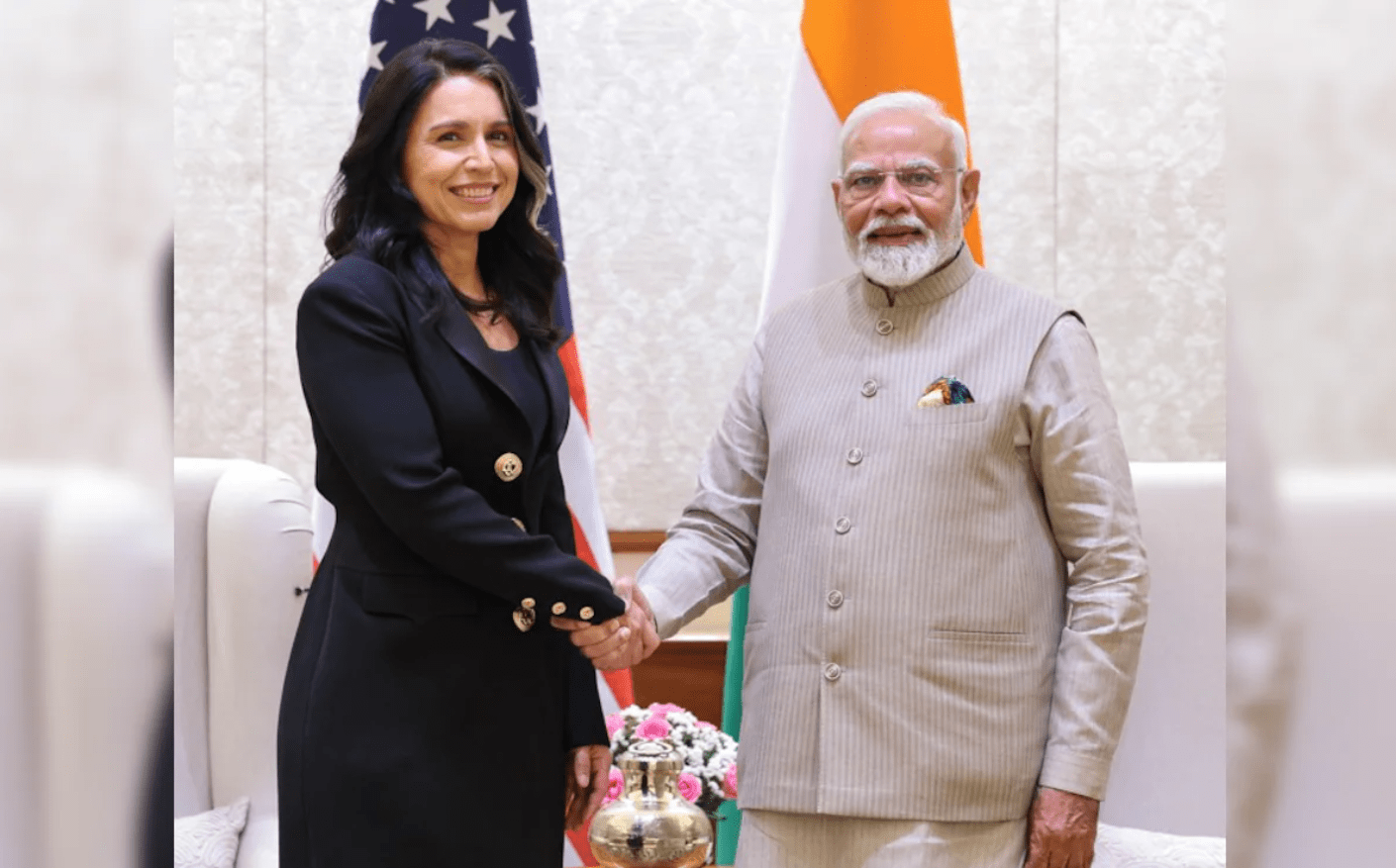 PM Modi meets Tulsi Gabbard, gifts Ganga water