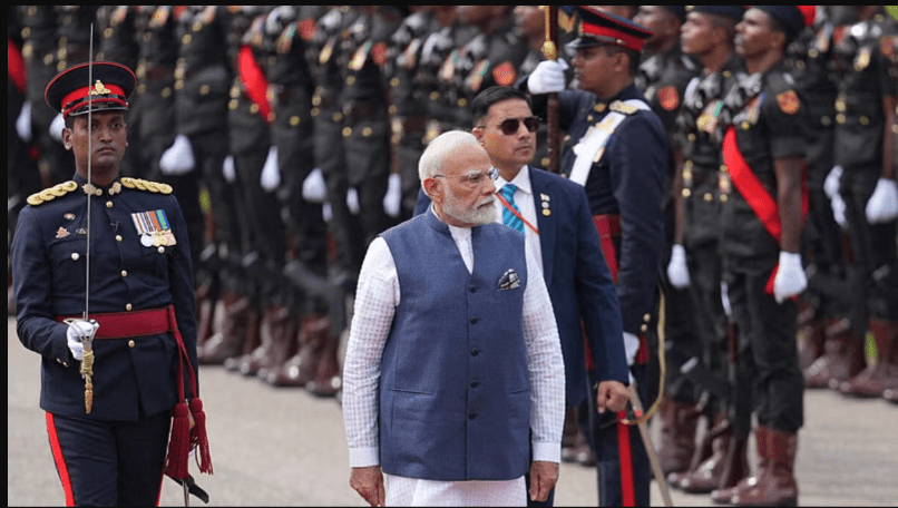 PM Modi accorded ceremonial welcome in Sri Lanka