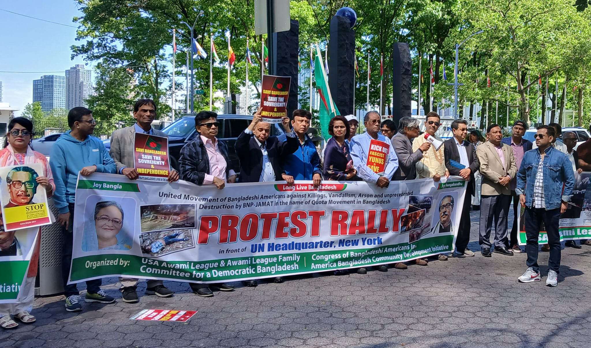 Awami League supporters protest at UN, demand end to party ban in Bangladesh