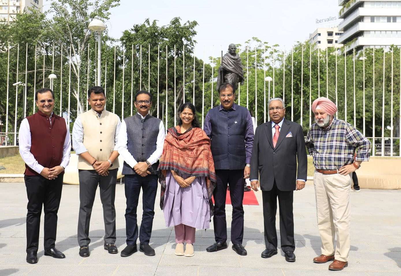 Kanimozhi-led Indian delegation visits Spain, pays tribute to Mahatma Gandhi