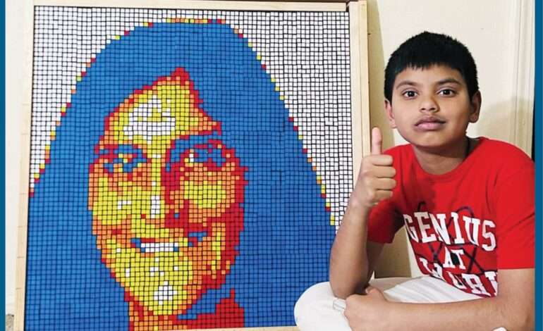 Chicago boy earns world record for creatingover 80 Rubik’s Cube mosaic portraits