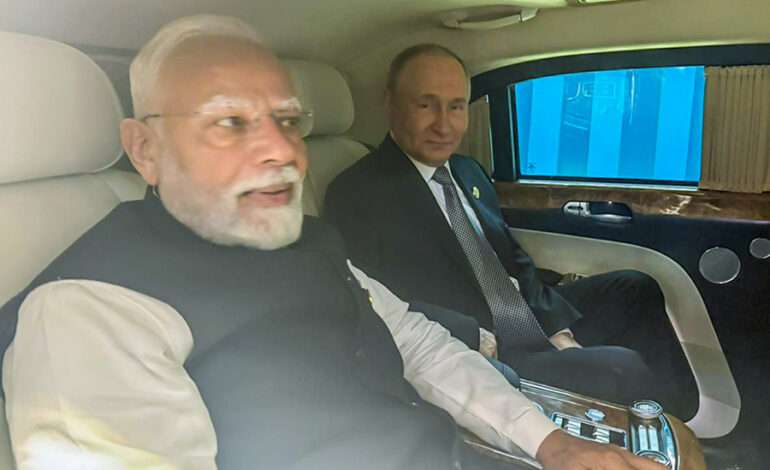 Bonhomie on display as PM Modi, Putin ride together at SCO Summit