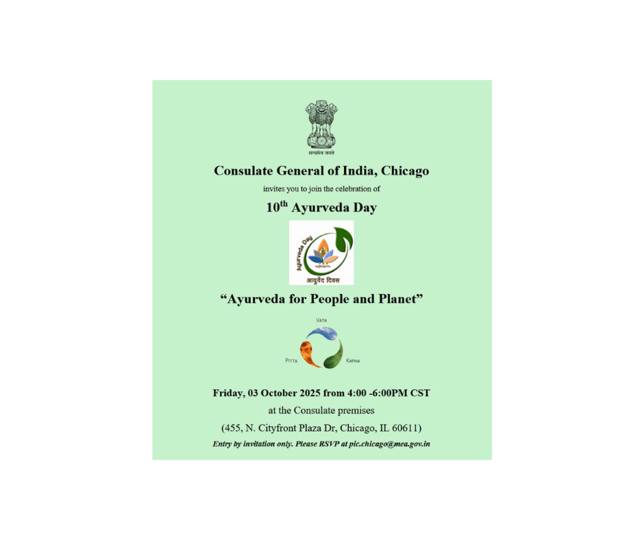 Consulate General of India, Chicago to celebrate 10th Ayurveda Day with focus on ‘Ayurveda for People and Planet’