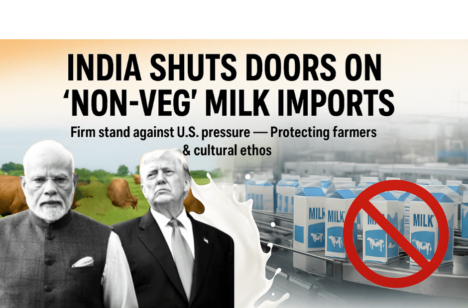 India rejects U.S. dairy imports over ‘non-veg’ milk, prioritizes farmers and cultural ethos