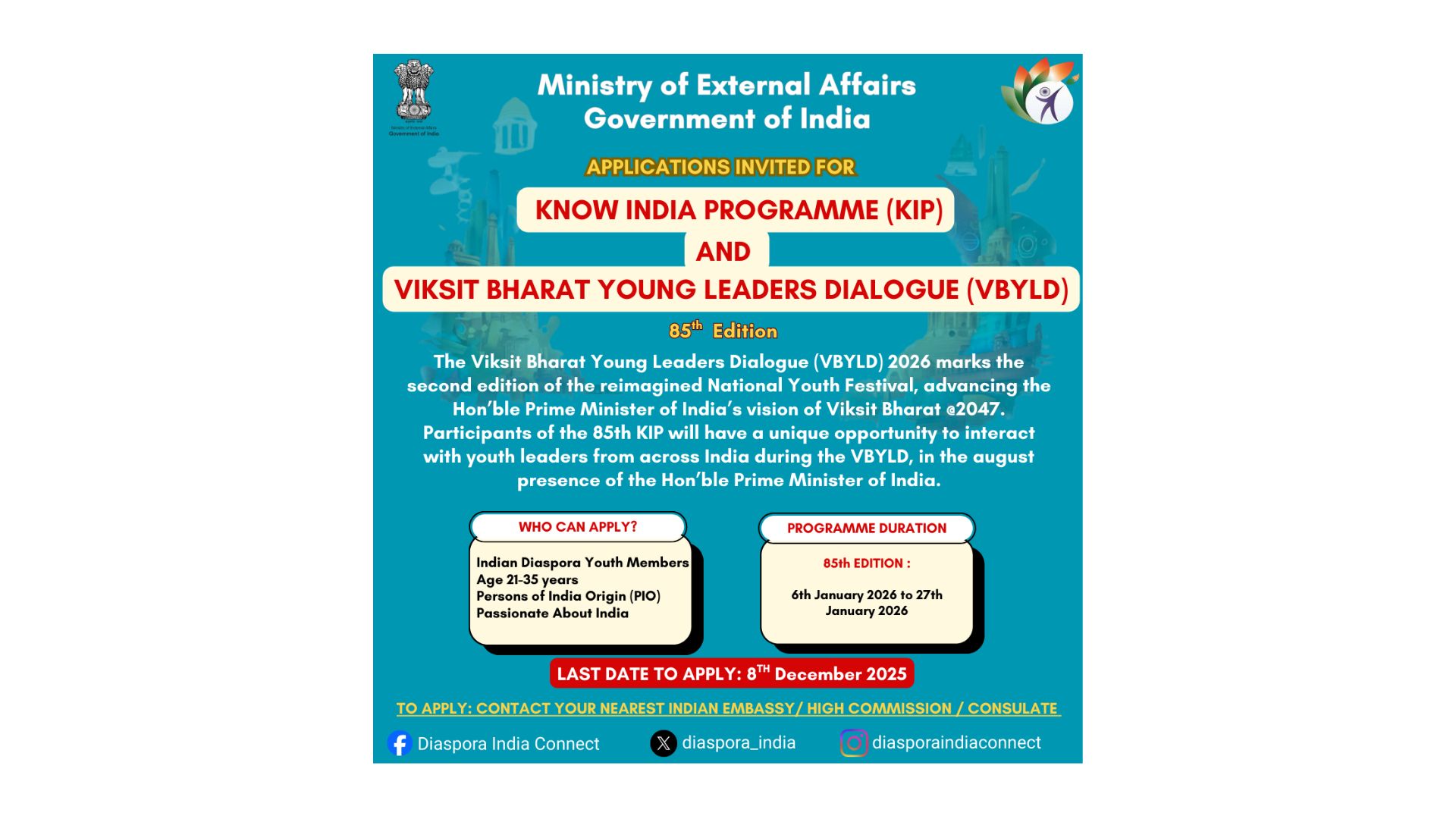 India announces special 85th edition of Know India Programme for diaspora youth