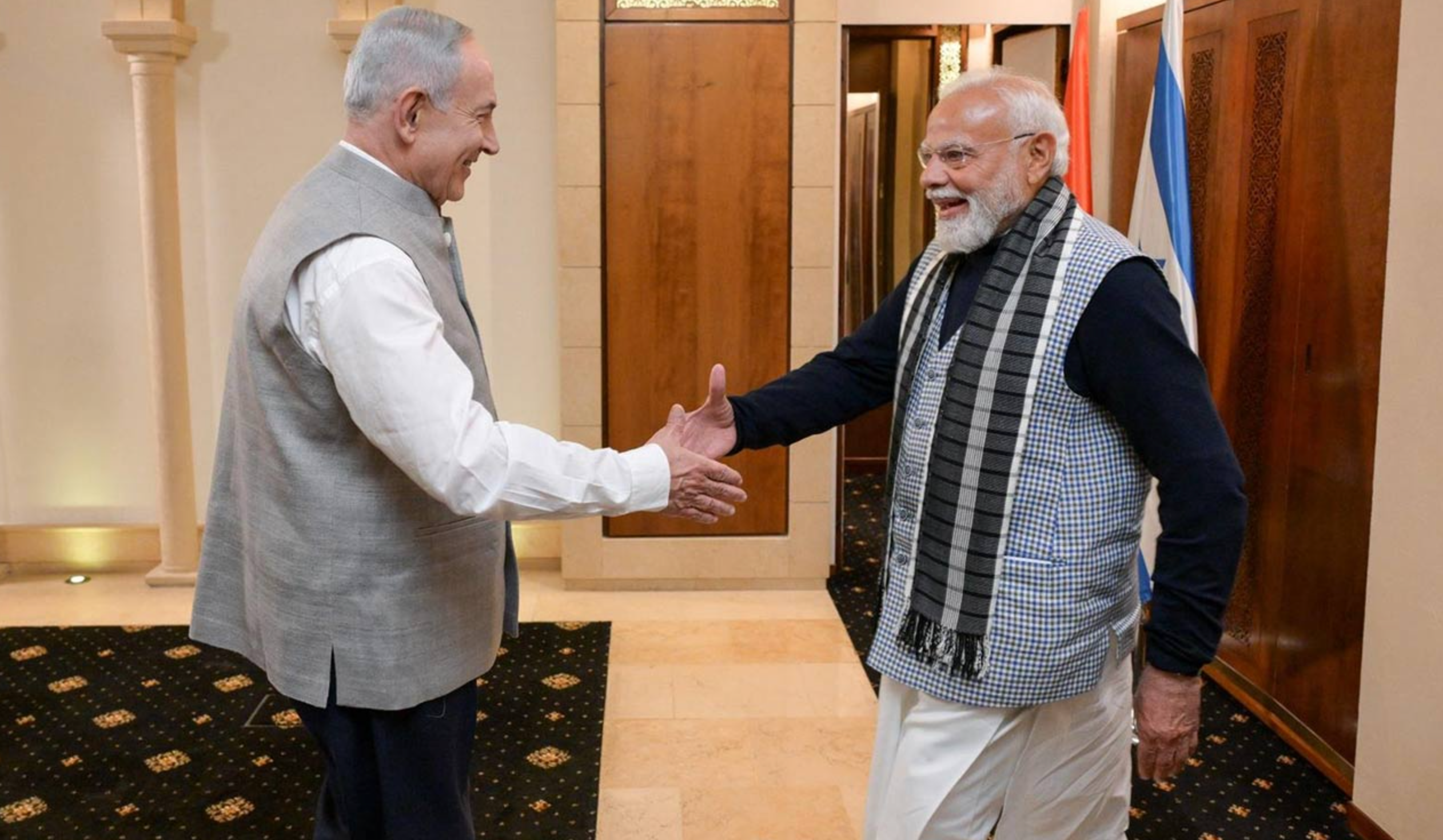 Truly splendid: PM Modi as Netanyahu welcomes him in traditional Indian attire