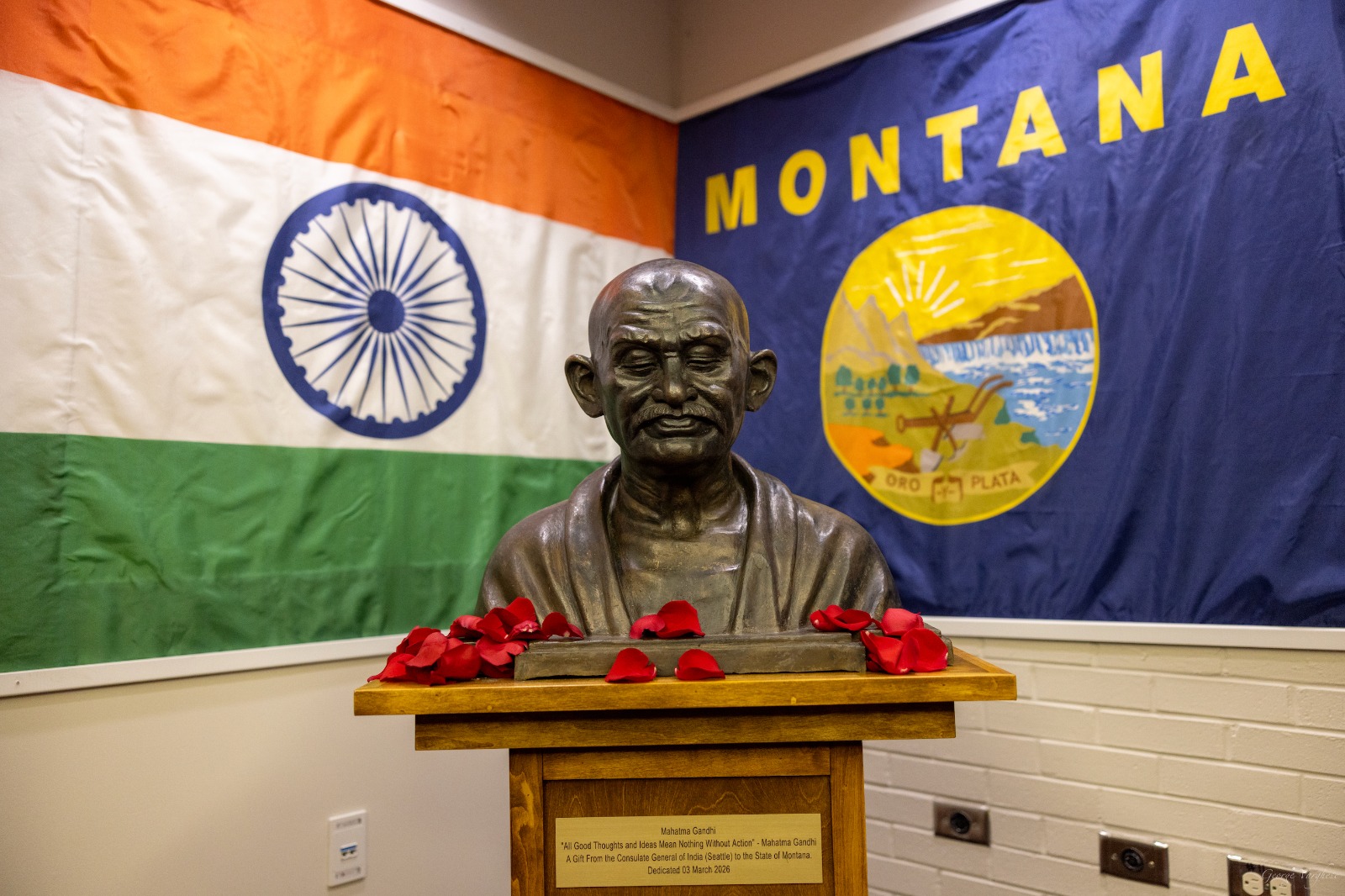 First bust of Mahatma Gandhi unveiled in Montana, celebrating India–U.S. cultural ties