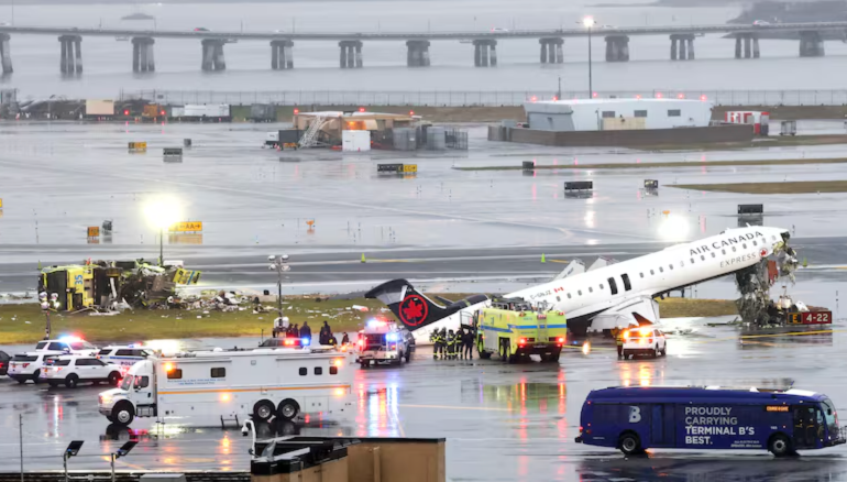 Air Canada plane crash at LaGuardia leaves two pilots dead, several injured
