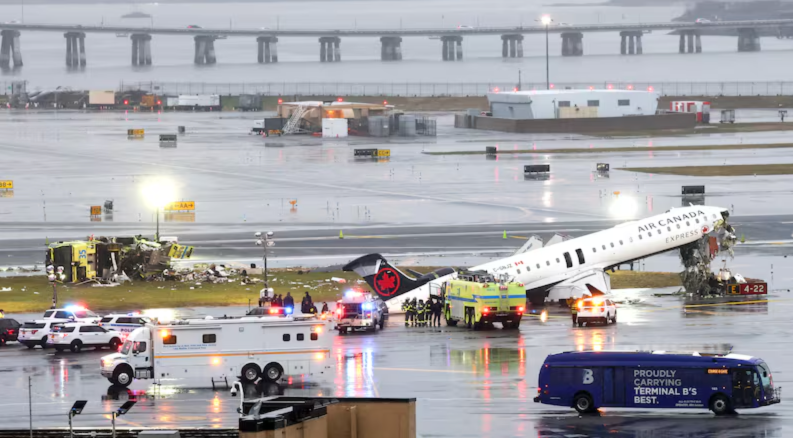Air Canada plane crash at LaGuardia leaves two pilots dead, several injured