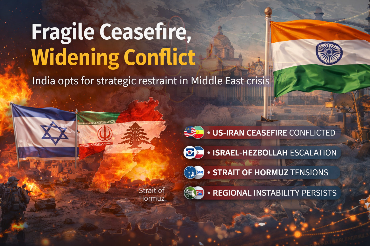 Fragile ceasefire, widening conflict India opts for strategic restraint in Middle East crisis