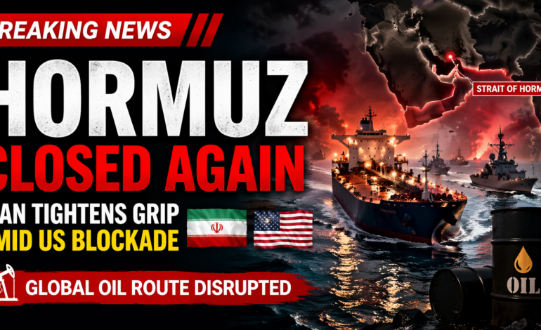 Strait of Hormuz closed again as Iran cites US blockade escalation