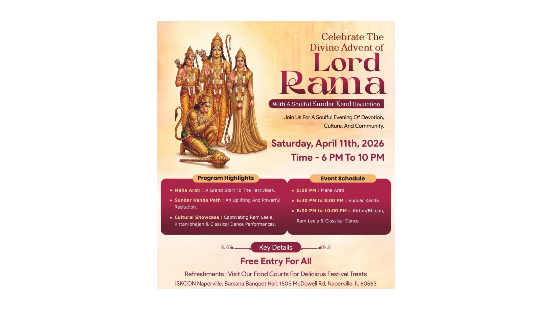 Sundar Kand recitation and Ram Leela to illuminate Naperville this Saturday