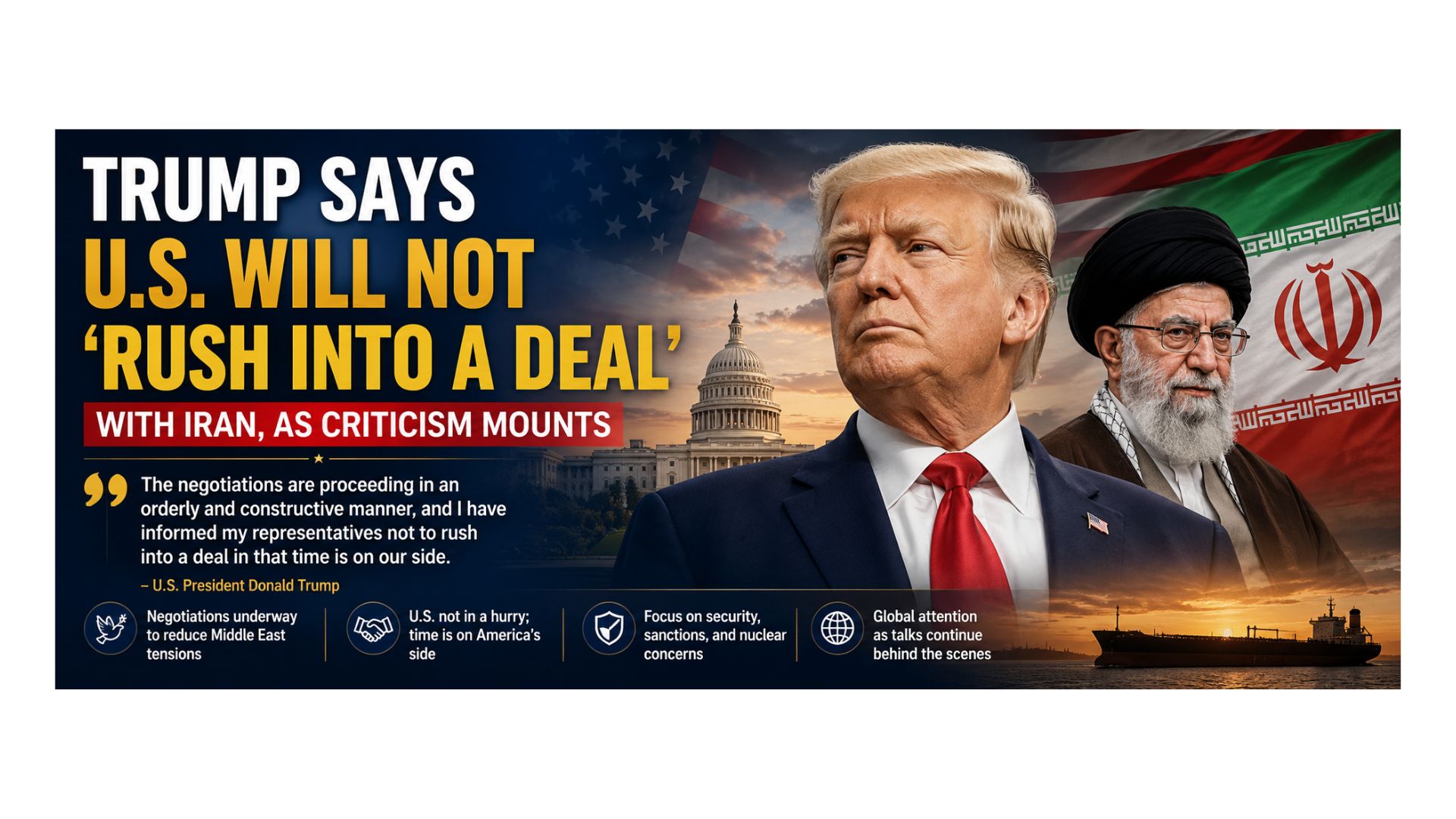 Trump says U.S. will not ‘rush into a deal’ with Iran as criticism mounts