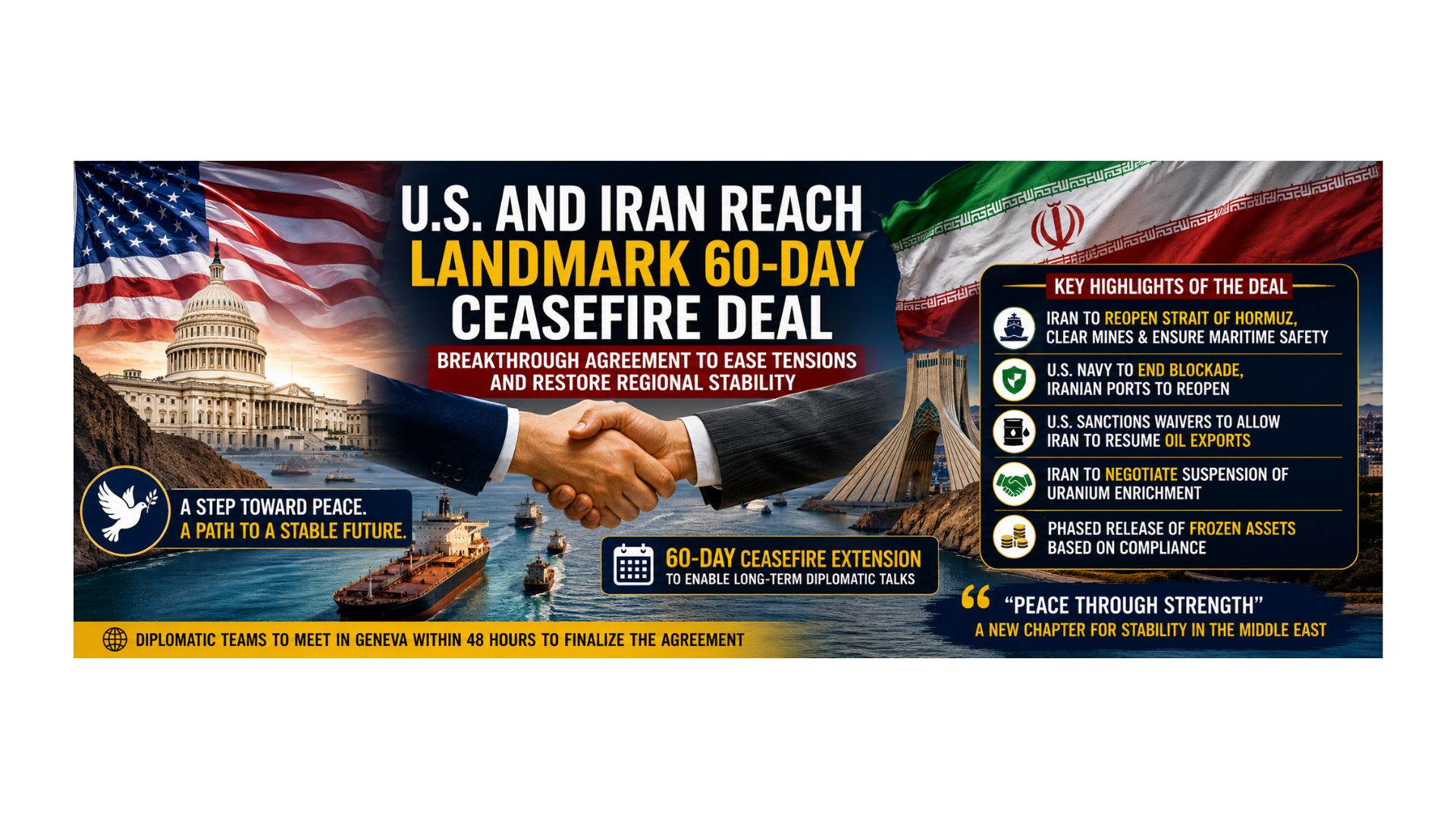 U.S. and Iran reach landmark 60-day ceasefire deal amid major diplomatic breakthrough