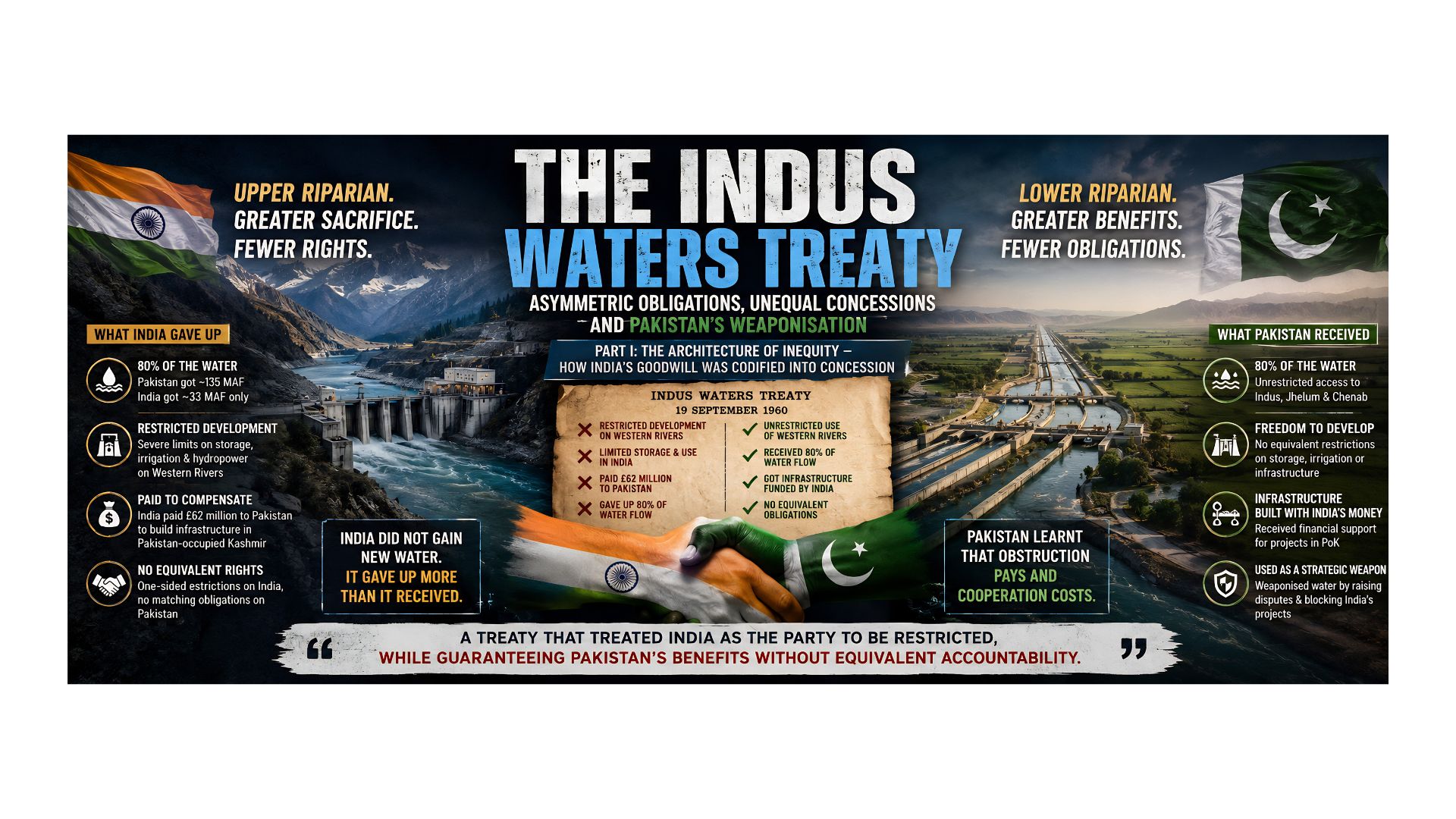 The Indus Waters Treaty: Asymmetric obligations, unequal concessions and Pakistan’s weaponisation – Part : I