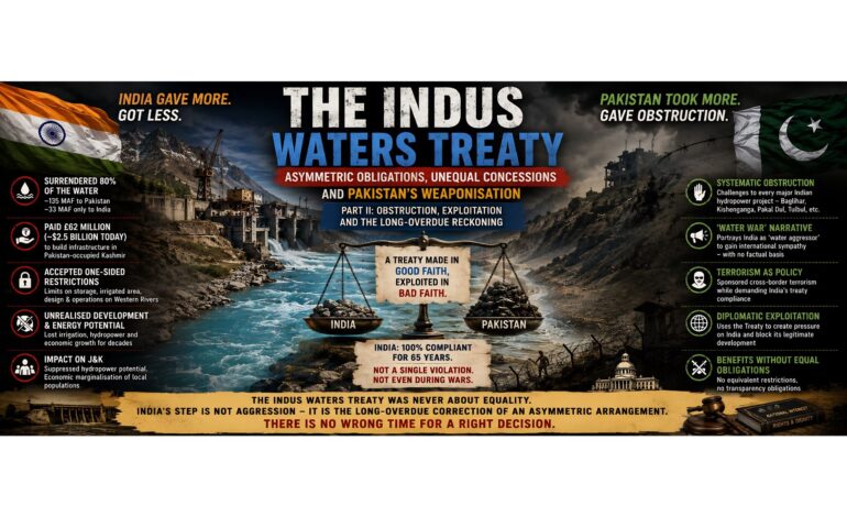 The Indus Waters Treaty: Asymmetric obligations, unequal concessions and Pakistan’s weaponisation – Part : II