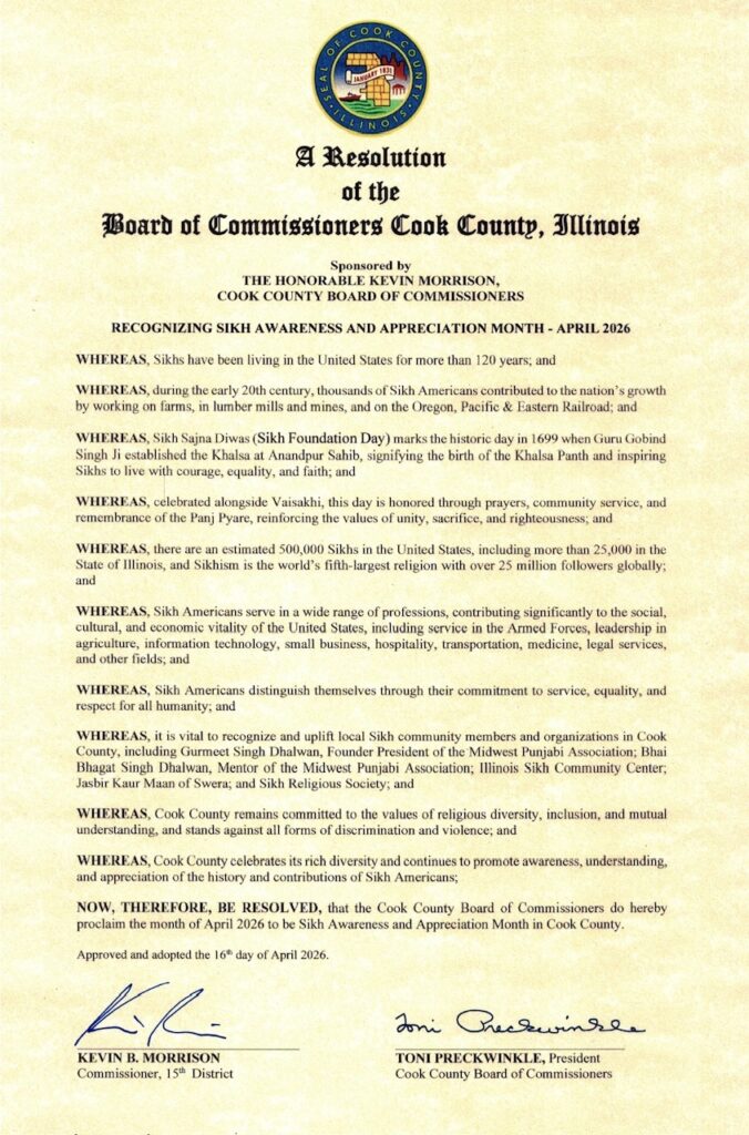 Cook County recognizes Sikh Awareness and Appreciation Month in April 2026