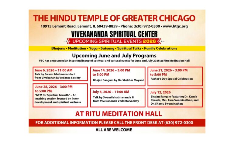 Vivekananda Spiritual Center announces summer 2026 spiritual programs